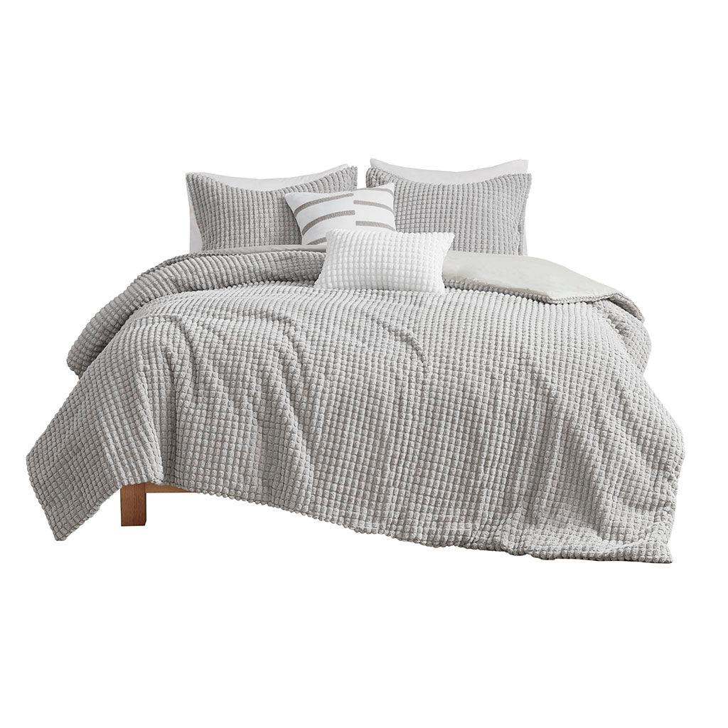 Hayden 5 Piece Plush Clip Jacquard Duvet Cover Set