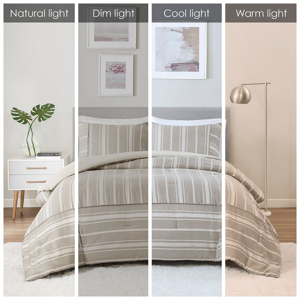 Kent 3 Piece Striped Herringbone Oversized Duvet Cover Set