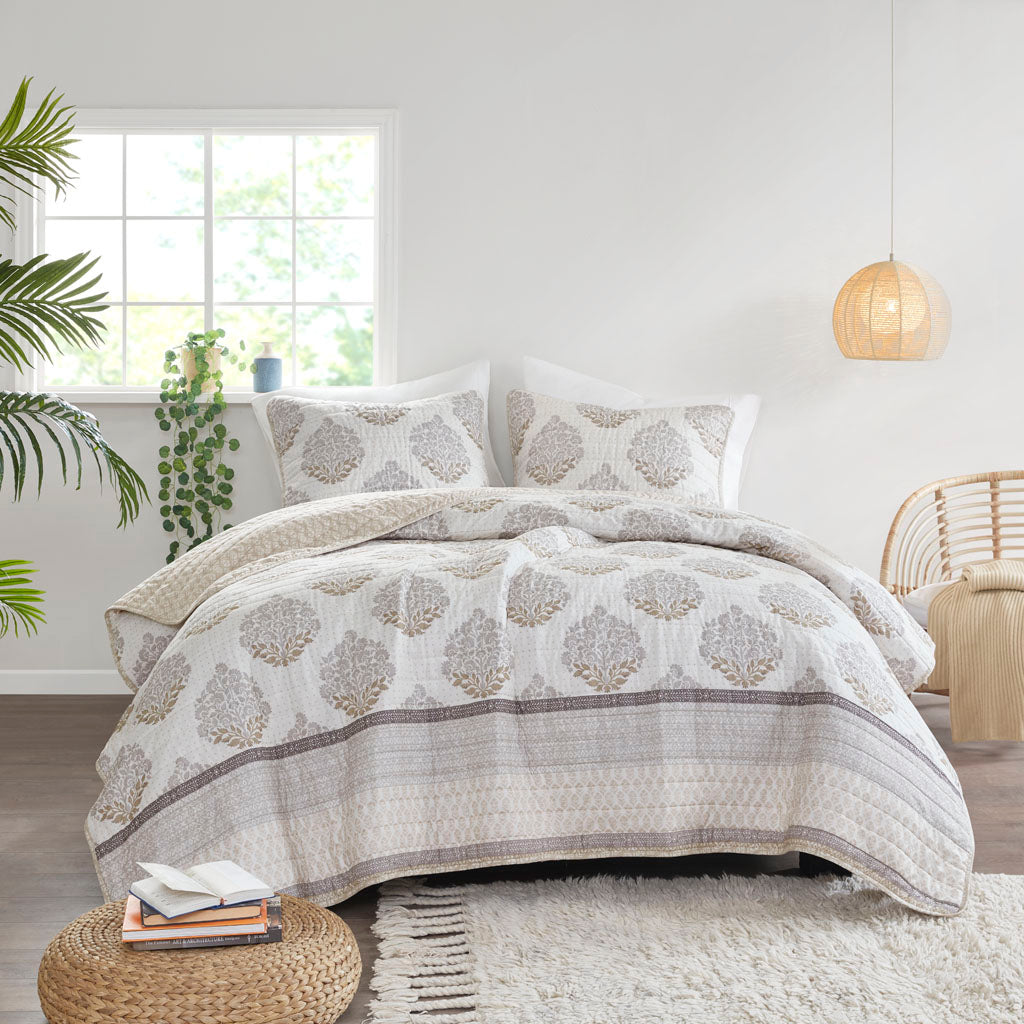 Suri 3 Piece Reversible Cotton Coverlet Set