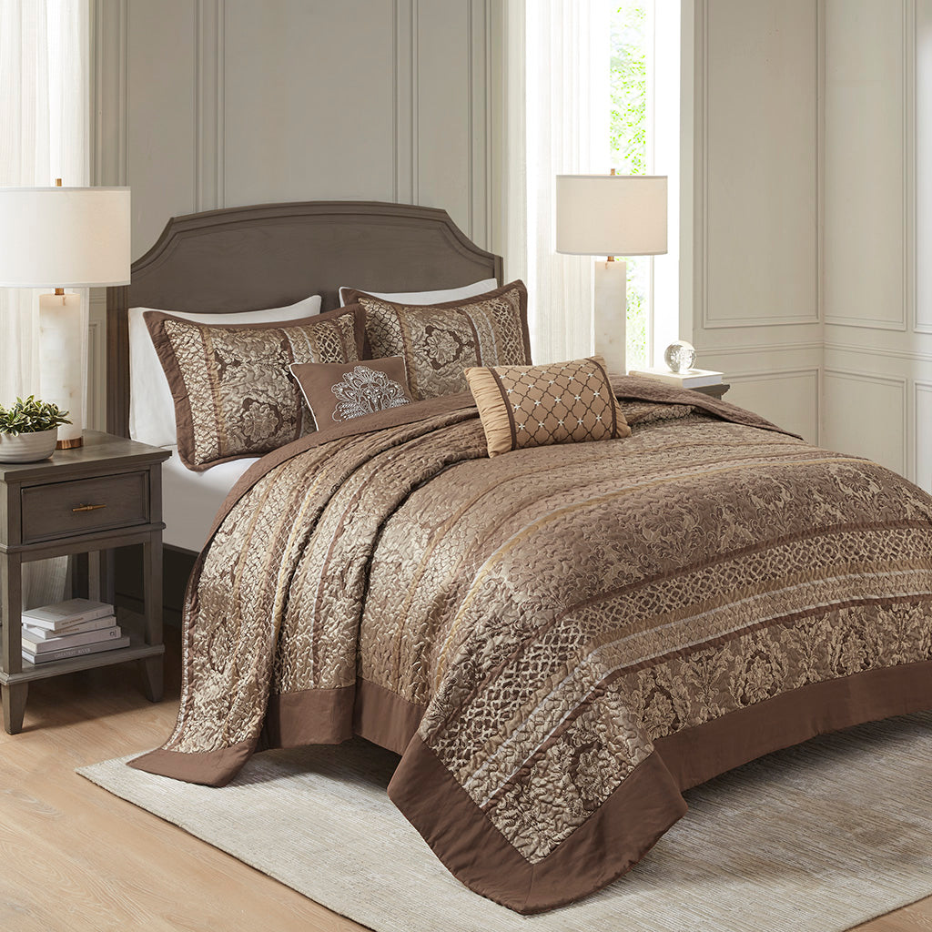 Bellagio 5 Piece Reversible Jacquard Bedspread Set