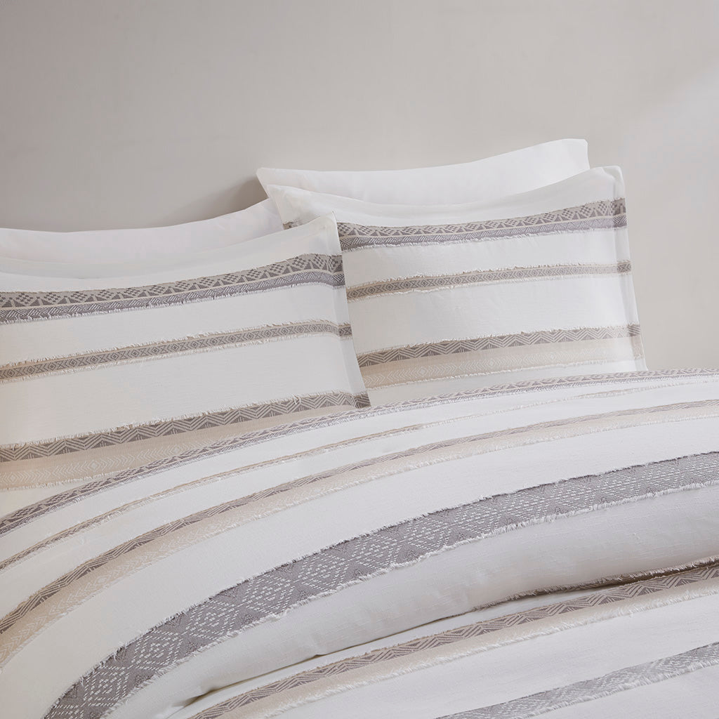 Langley 3 Piece Clipped Jacquard Duvet Cover Set