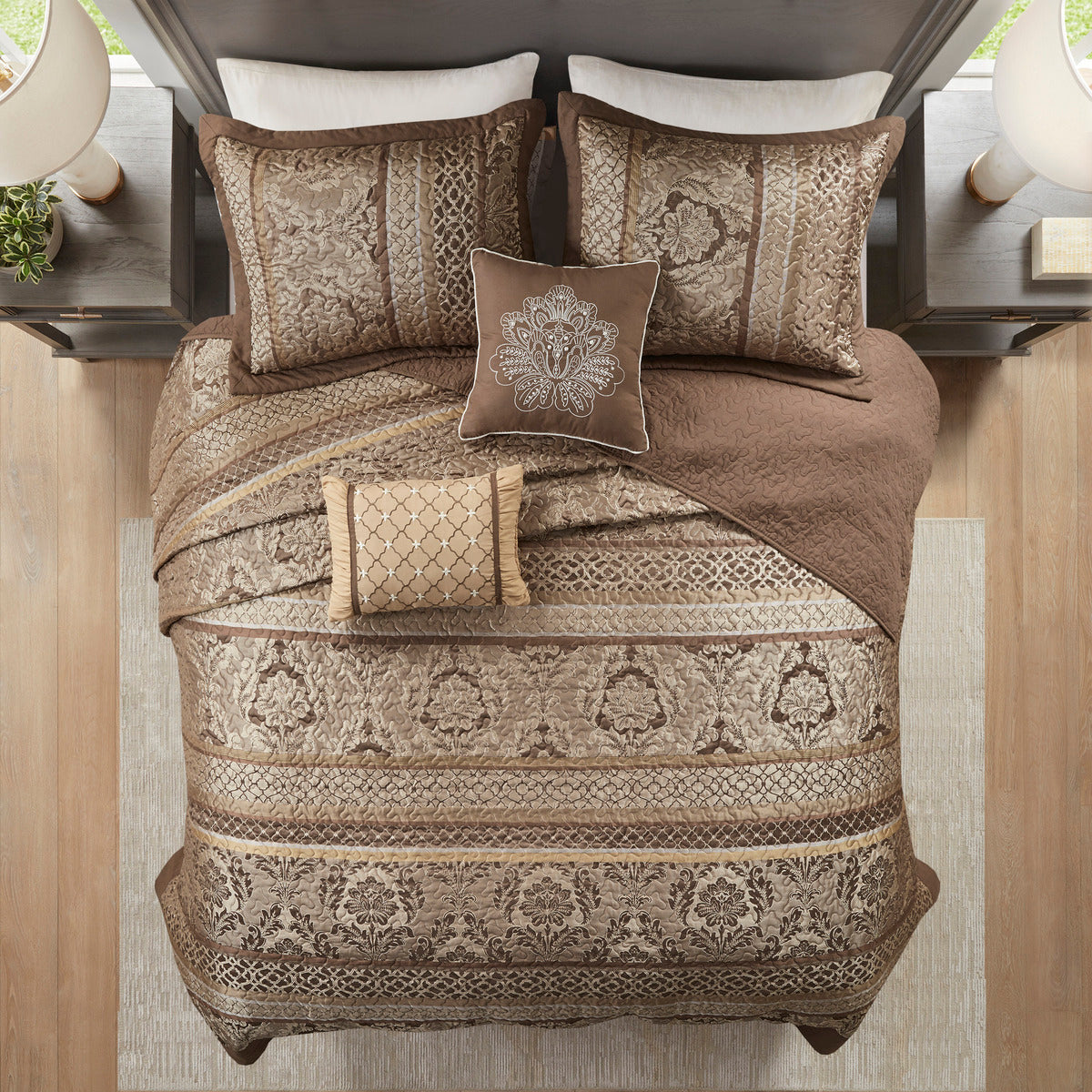 Bellagio 5 Piece Reversible Jacquard Bedspread Set