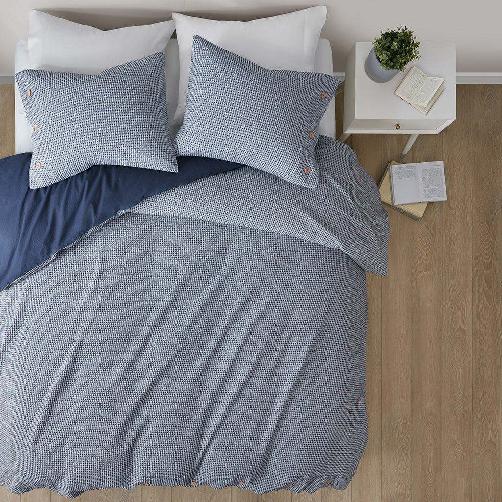 Mara 4 Piece Cotton and Rayon from Bamboo Blend Waffle Weave Comforter Cover Set w/removable insert