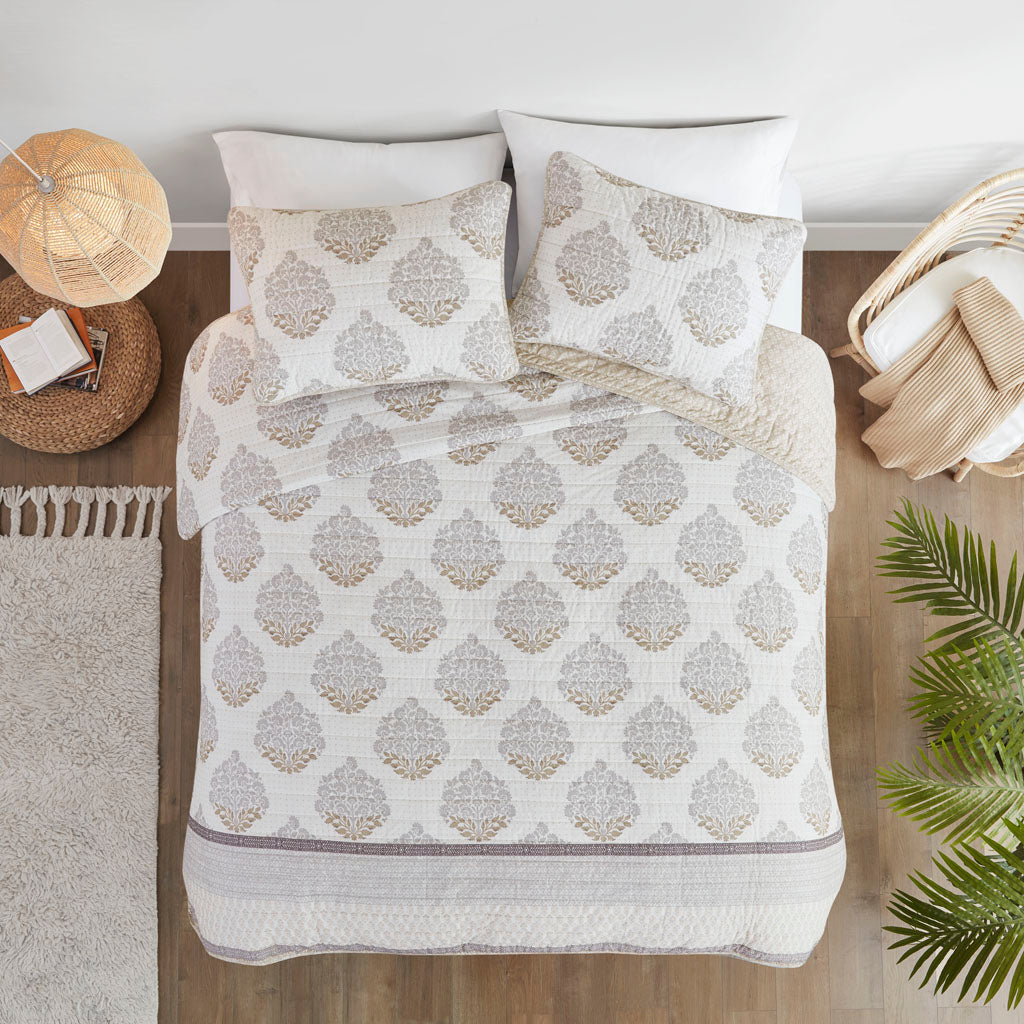 Suri 3 Piece Reversible Cotton Coverlet Set