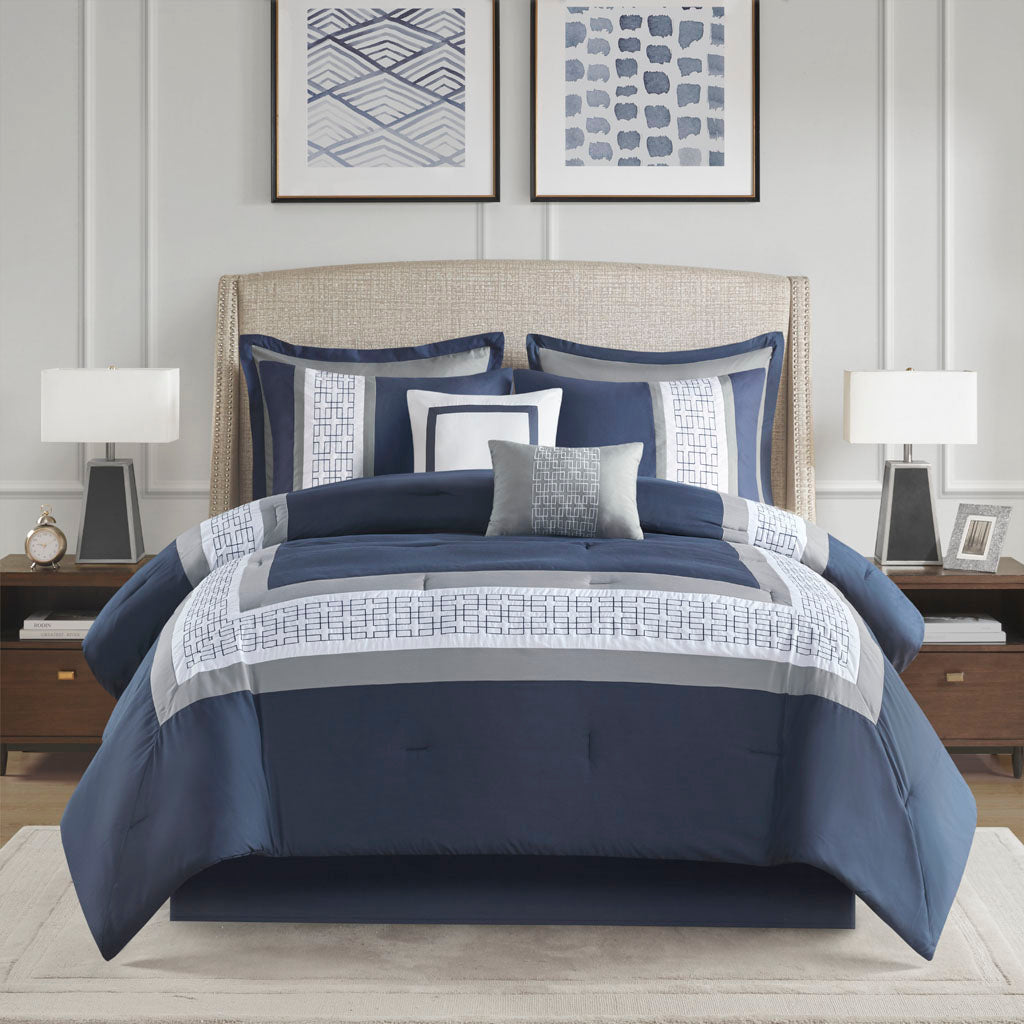 Powell 8 Piece Embroidered Comforter Set