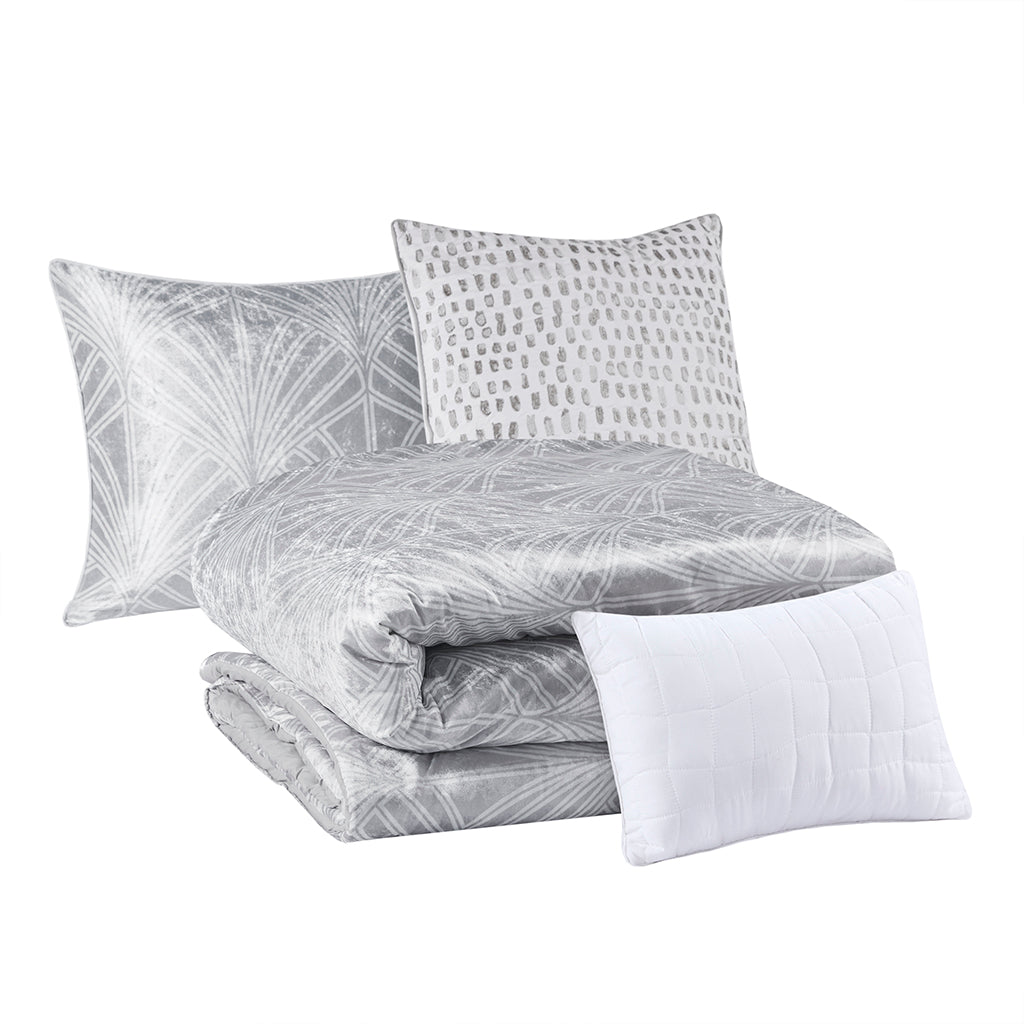 Kiona 5 Piece Crushed Velvet Comforter Set