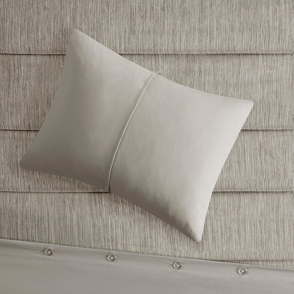Maddox 3 Piece Striated Cationic Dyed Oversized Duvet Cover Set with Pleats