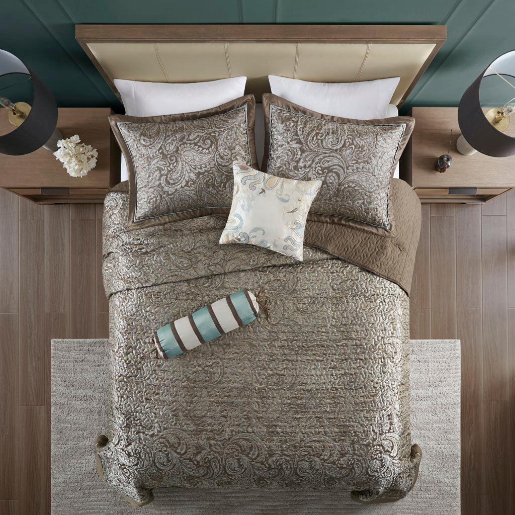 Aubrey 5 Piece Reversible Jacquard Bedspread Set