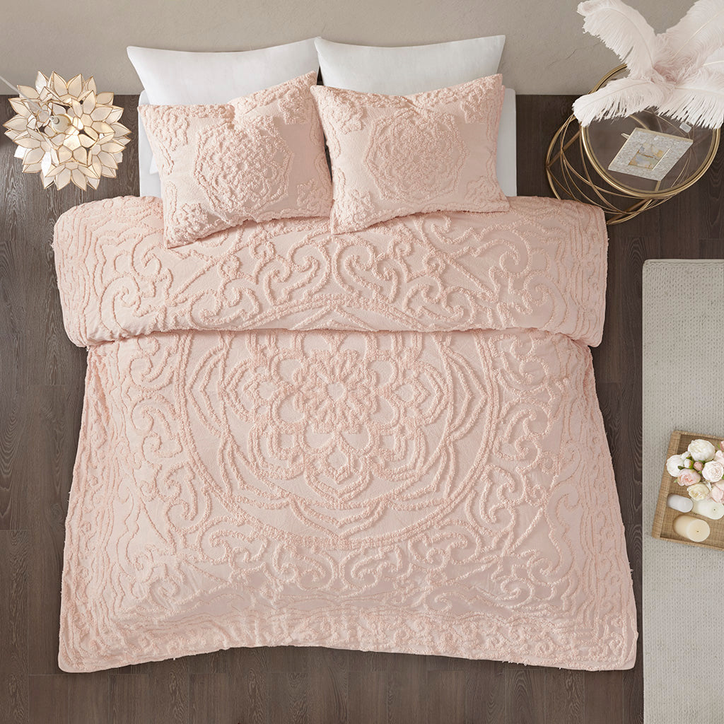 Laetitia 3-Piece Tufted Cotton Chenille Medallion Comforter Set