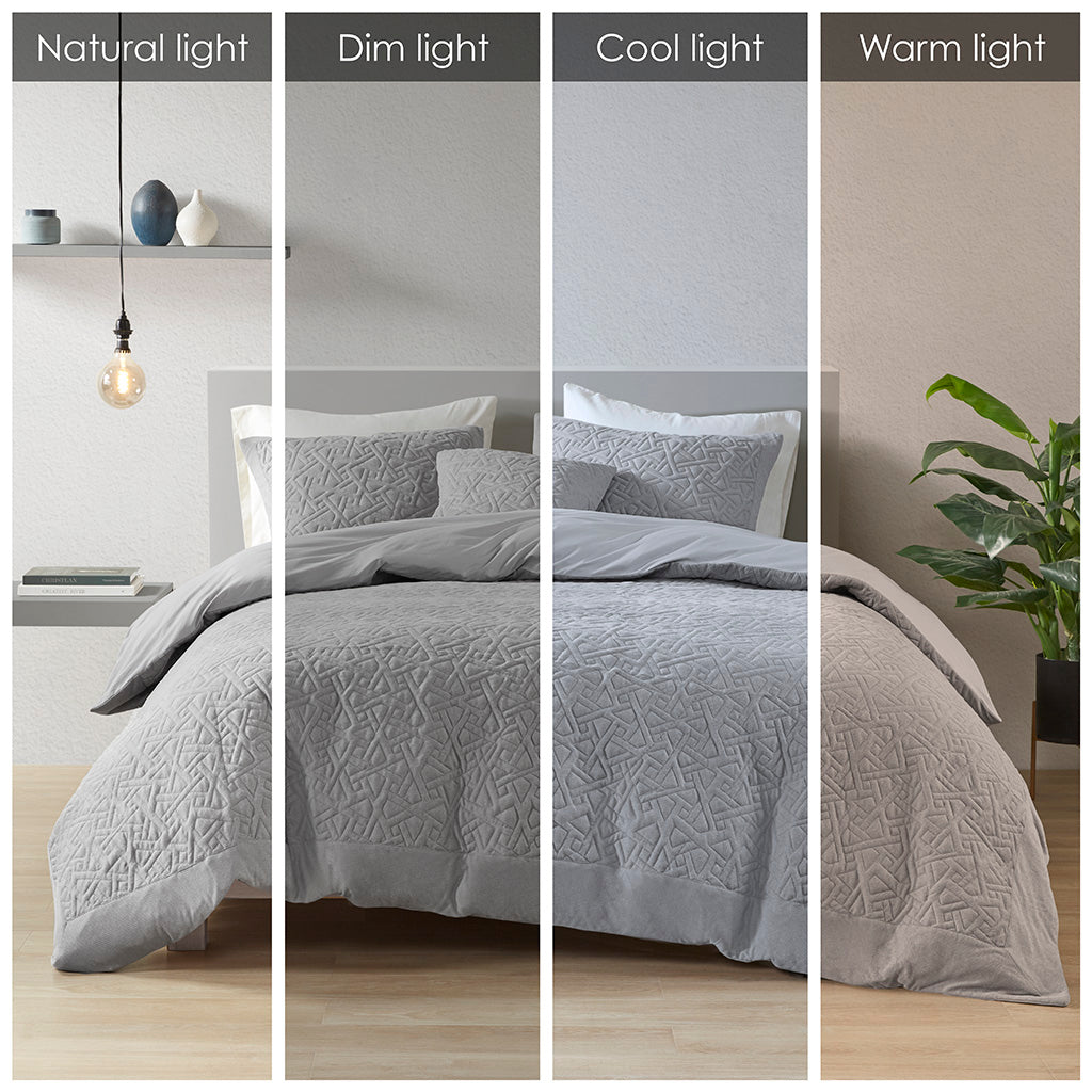 Origami 3 Piece Oversized Knit Quilted Top Duvet Cover Set