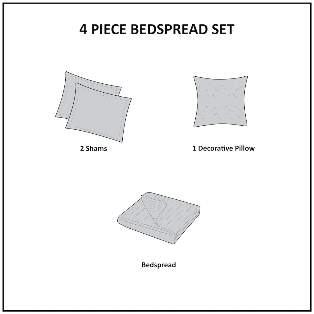 Breanna 4 Piece Cotton Reversible Tailored Bedspread Set