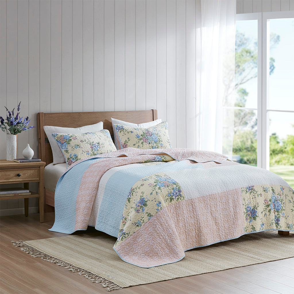 Gretchen 3 Piece Reversible Cotton Quilt Set