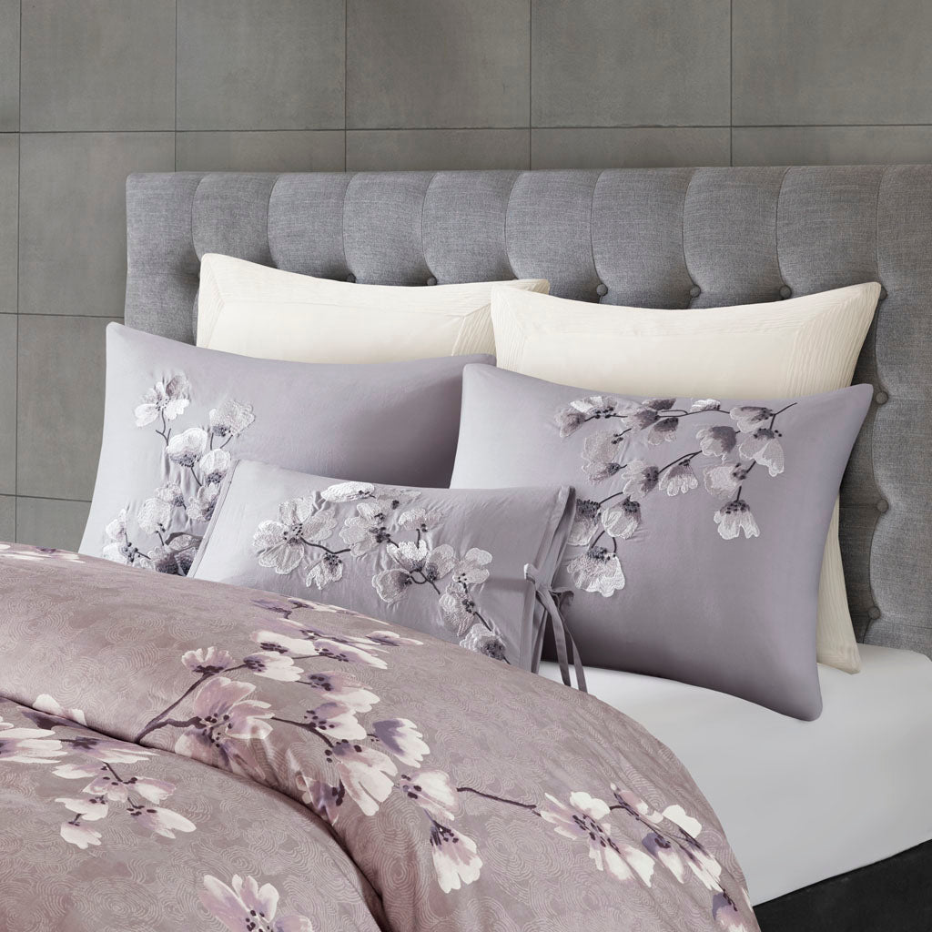 Sakura Blossom 3 Piece Cotton Sateen Printed Duvet Cover Set