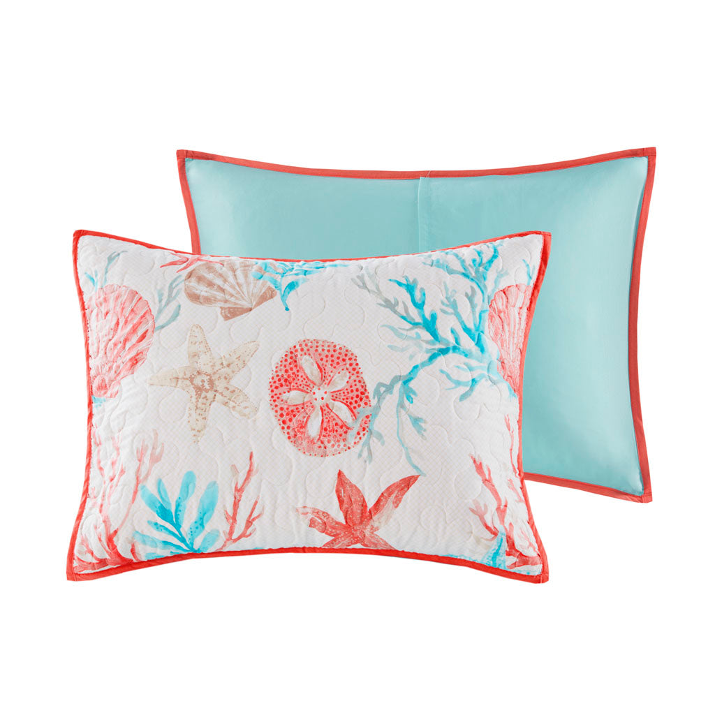 Pebble Beach 6 Piece Cotton Sateen Quilt Set with Throw Pillows