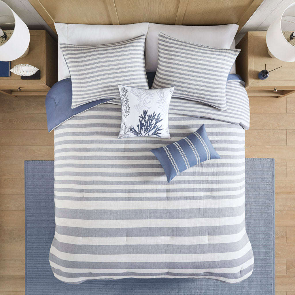 Brooks 5 Piece Oversized Cotton Stripe Comforter Set