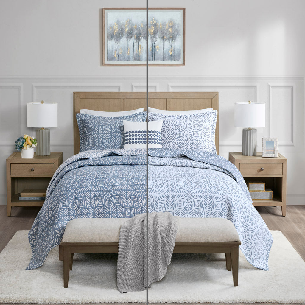 Harmony 4 Piece Oversized Reversible Matelasse Coverlet Set with Throw Pillow