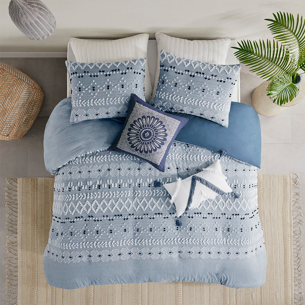 Dora Organic Cotton Chambray 3 Piece Duvet Cover Set