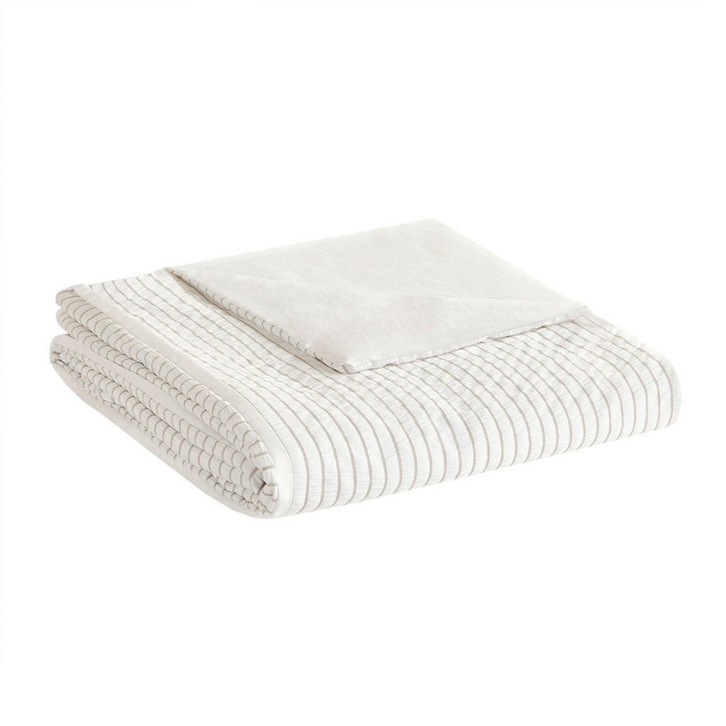 Apollo 3 Piece Striped Seersucker Oversized Duvet Cover Set