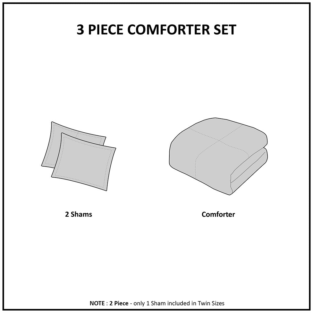 Bahari 3 Piece Tufted Cotton Chenille Palm Comforter Set