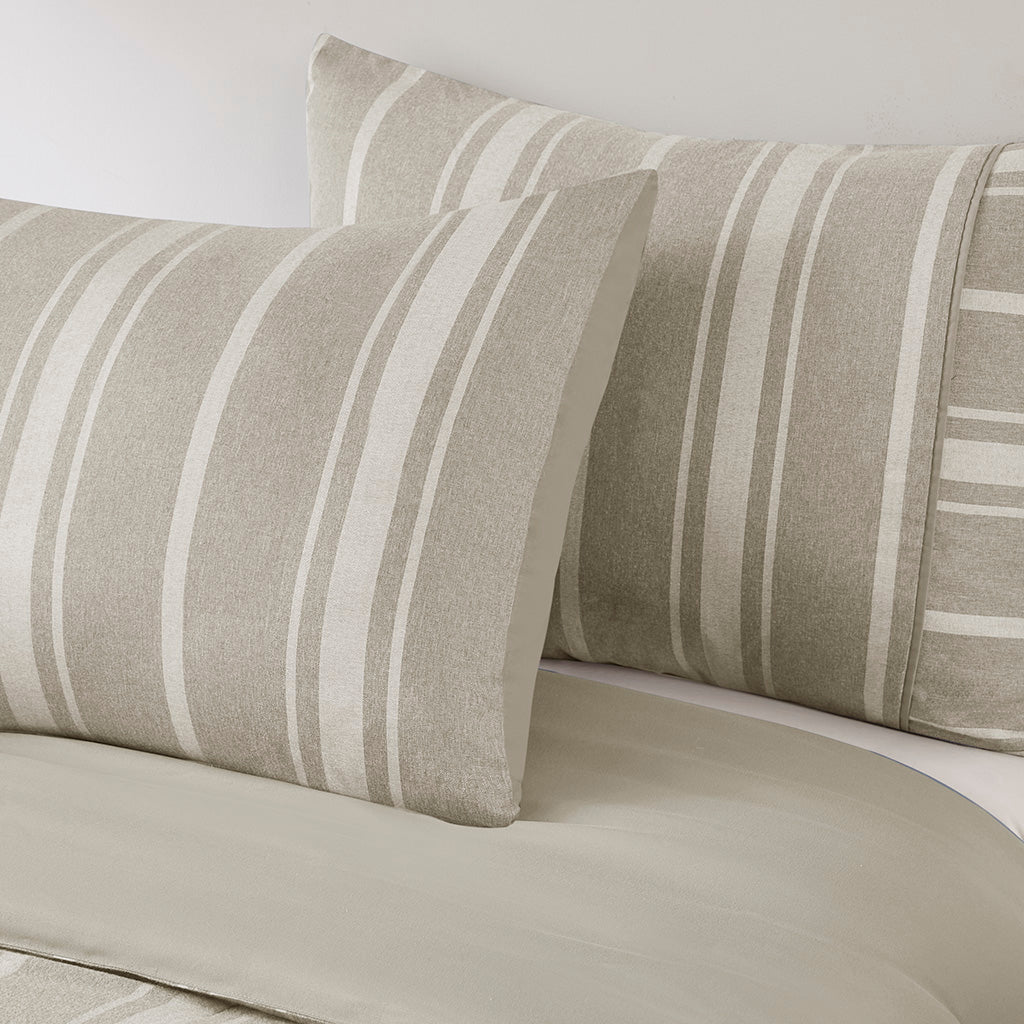 Kent 3 Piece Striped Herringbone Oversized Duvet Cover Set