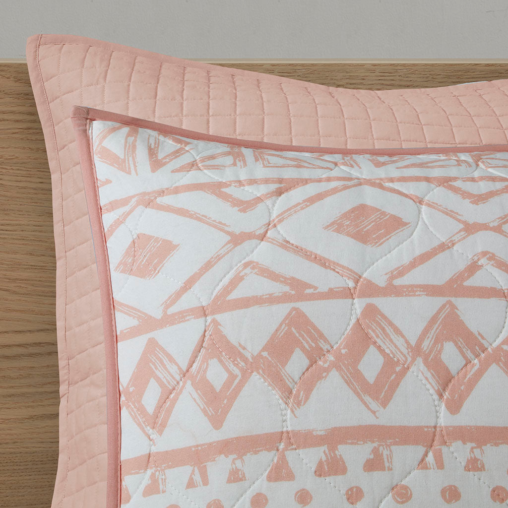 Larisa 7 Piece Reversible Cotton Quilt Set with Euro Shams and Thrwo Pillows