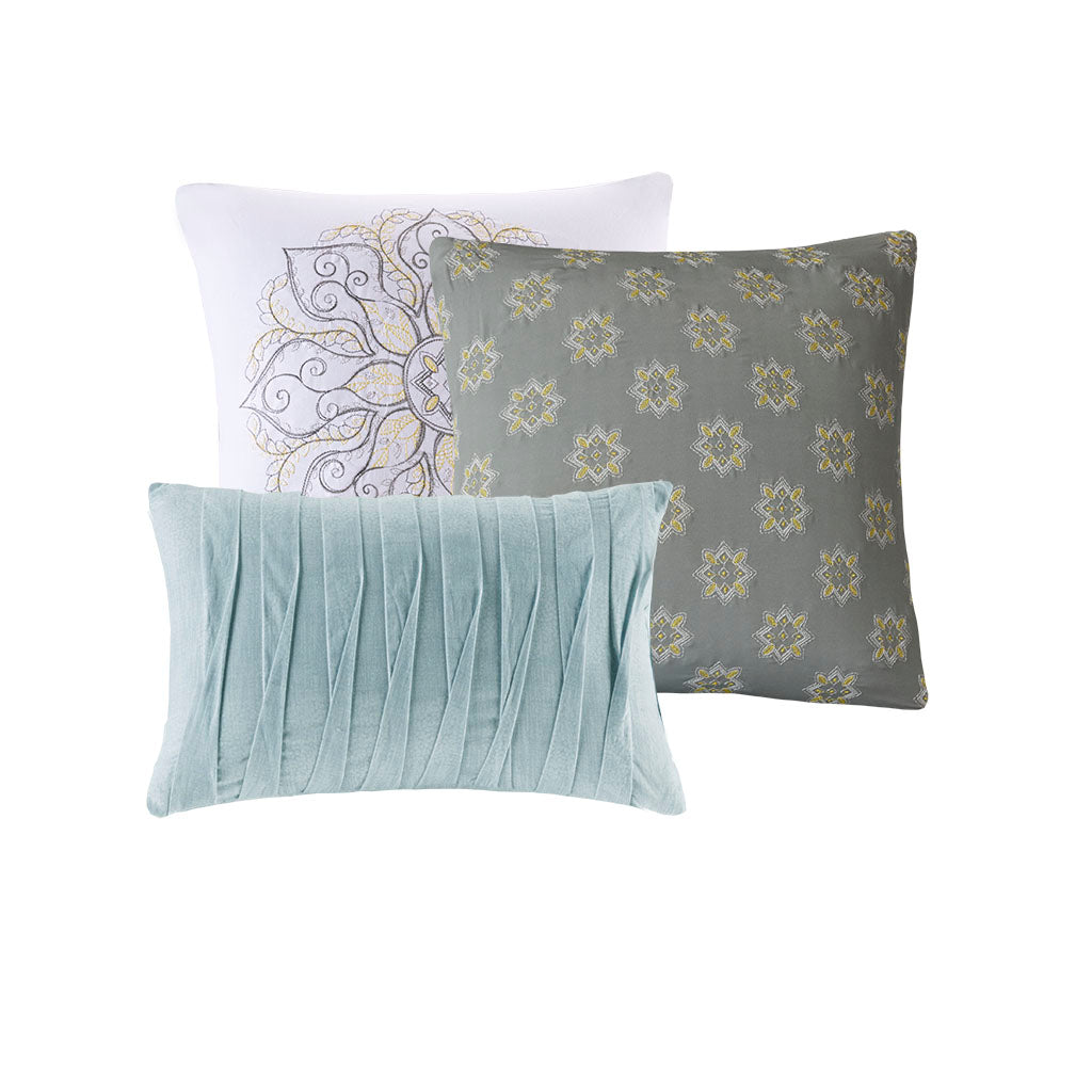 Lucinda 6 Piece Reversible Cotton Quilt Set with Throw Pillows