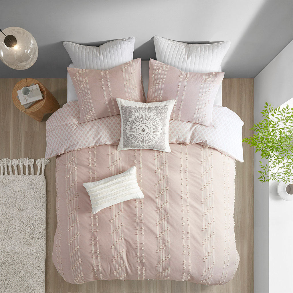Kara 3 Piece Cotton Jacquard Duvet Cover Set