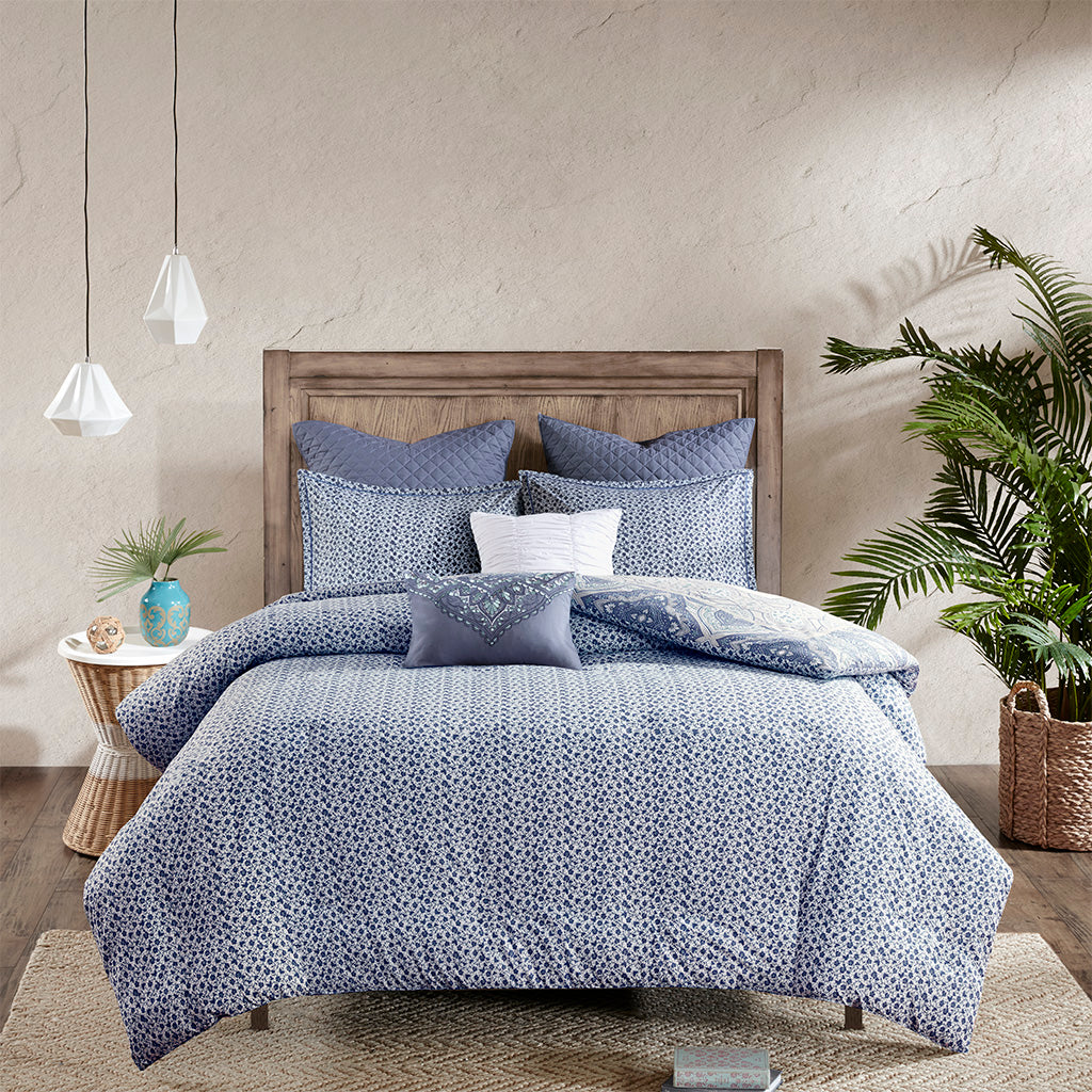 Maggie 7 Piece Reversible Cotton Duvet Cover Set