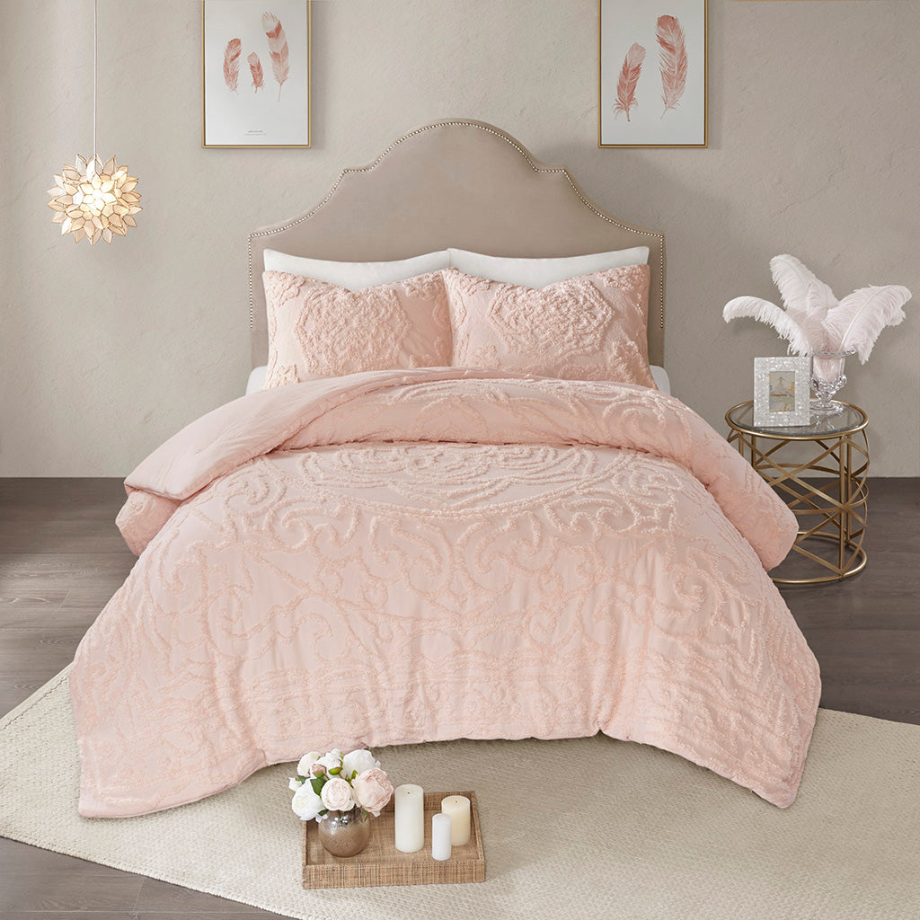 Laetitia 3-Piece Tufted Cotton Chenille Medallion Comforter Set