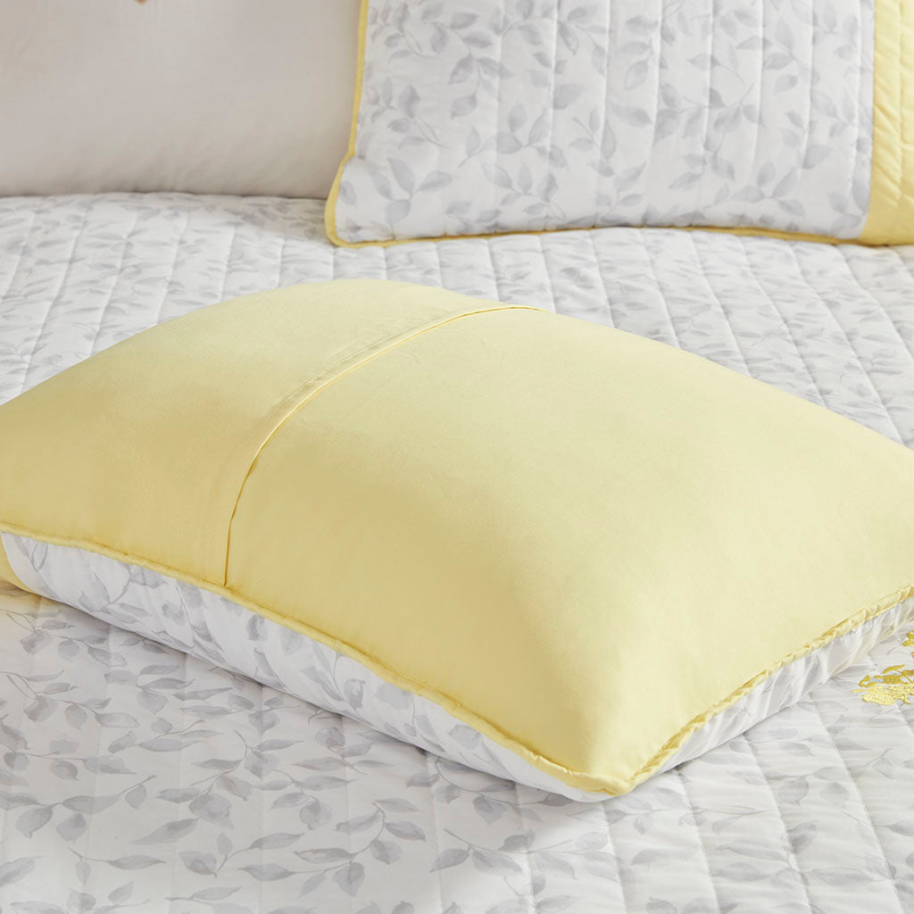 Pippa 4 Piece Embroidered Microfiber Quilt Set with Throw Pillow