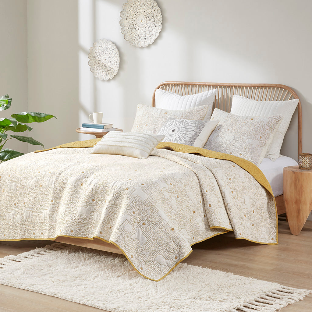 Kandula 3 Piece Reversible Cotton Quilt Set