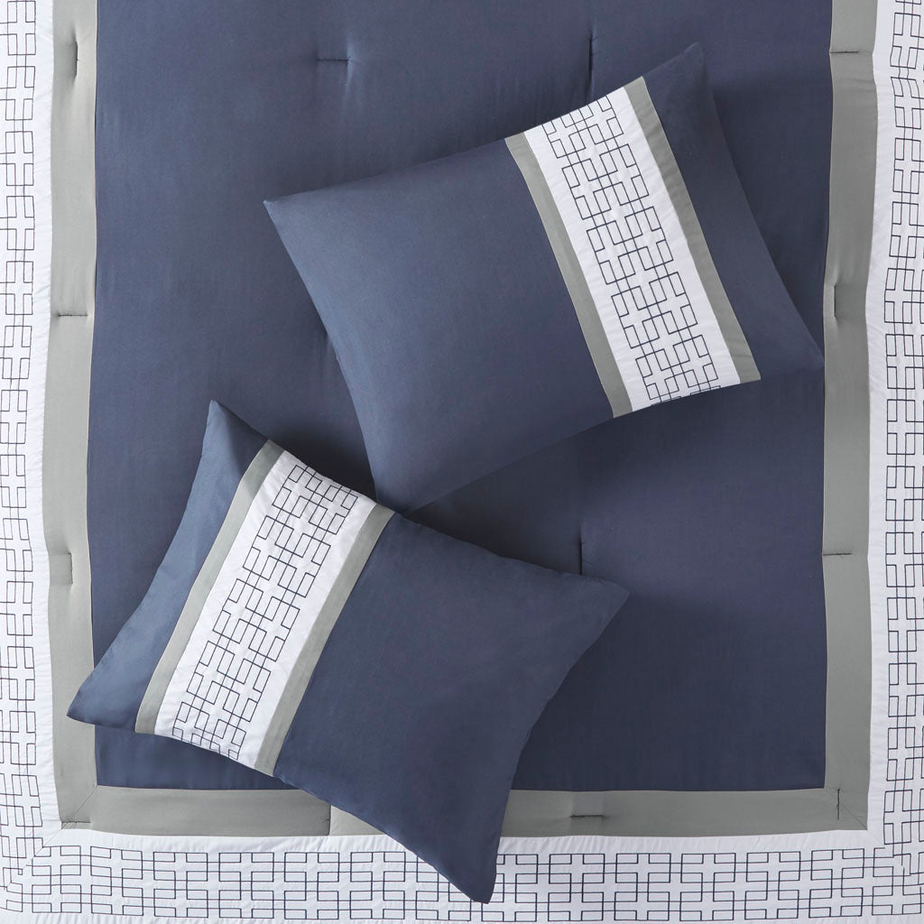 Powell 8 Piece Embroidered Comforter Set