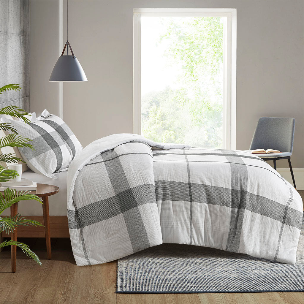 Union Square Cotton Yarn Dyed Jacquard Plaid Duvet Cover Set