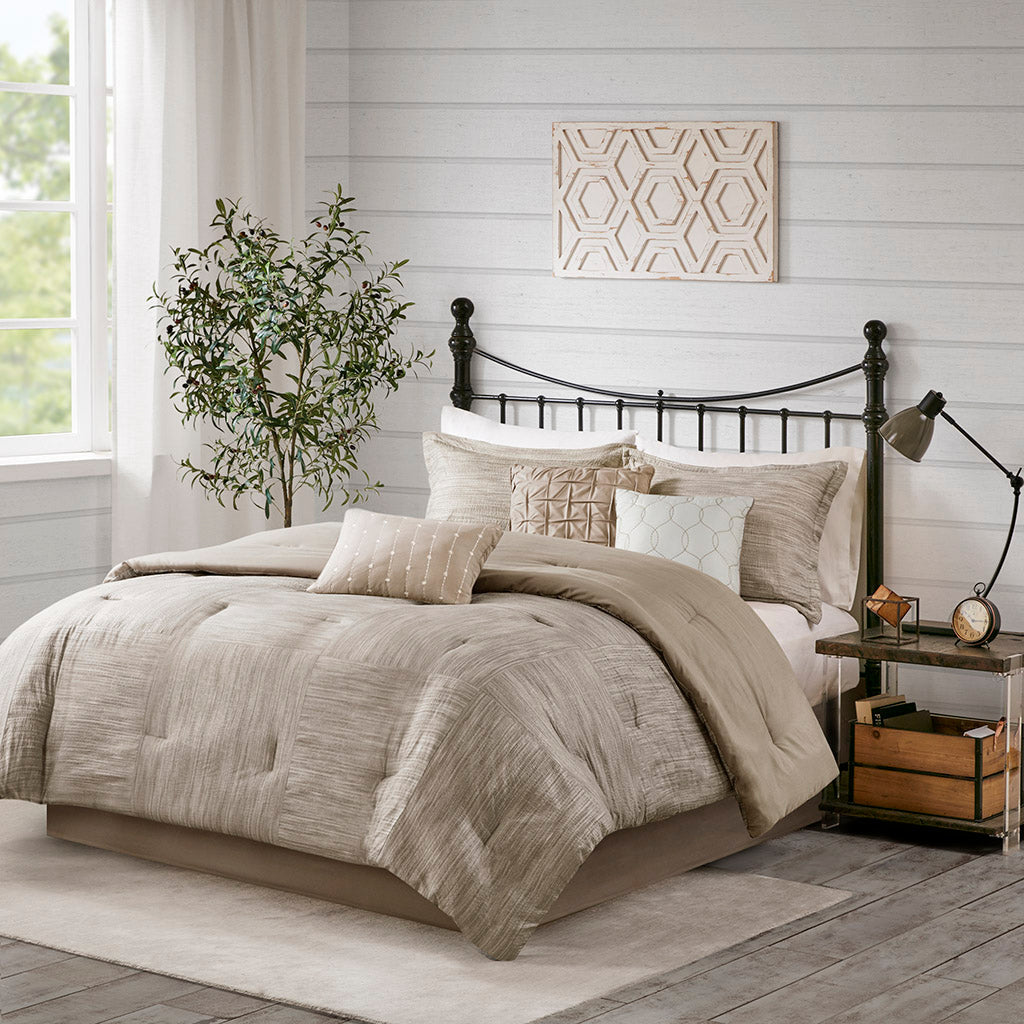 Walter 7 Piece Printed Seersucker Comforter Set