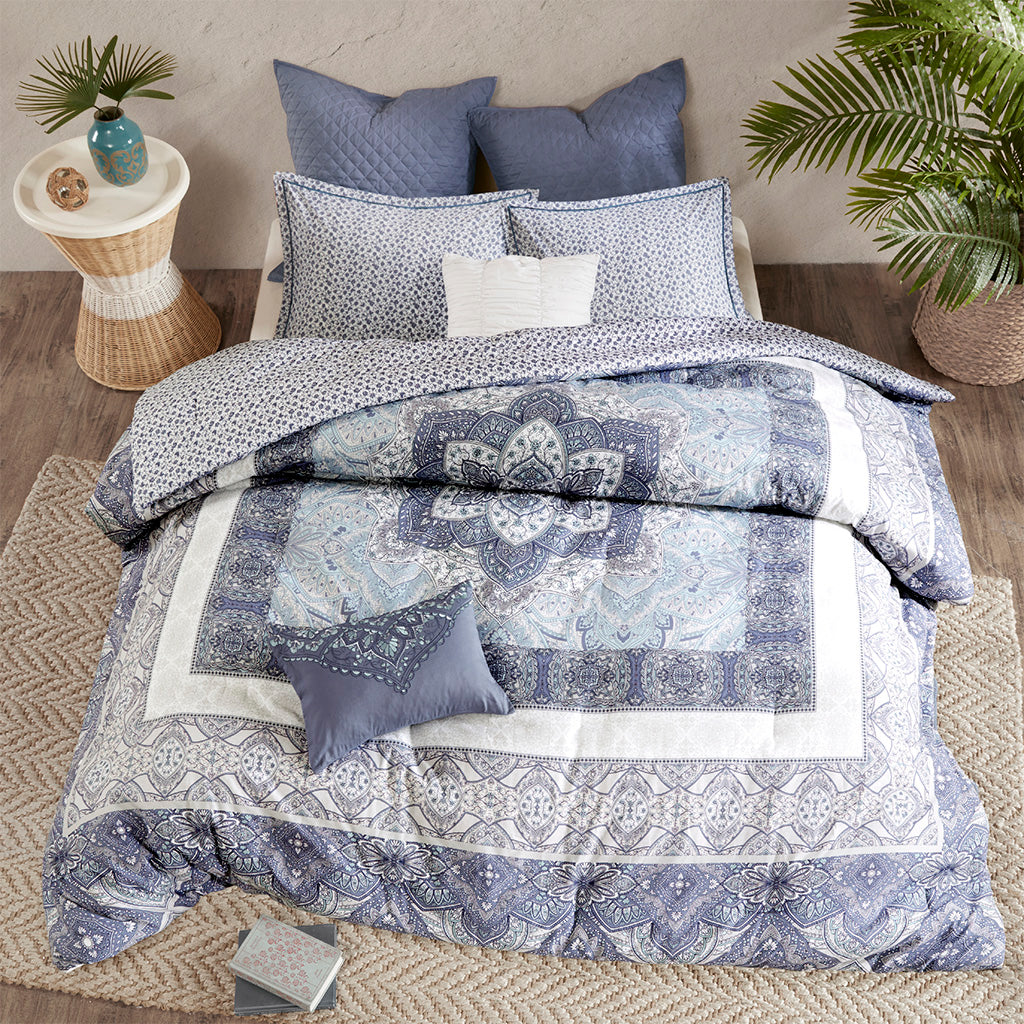 Maggie 7 Piece Reversible Cotton Duvet Cover Set