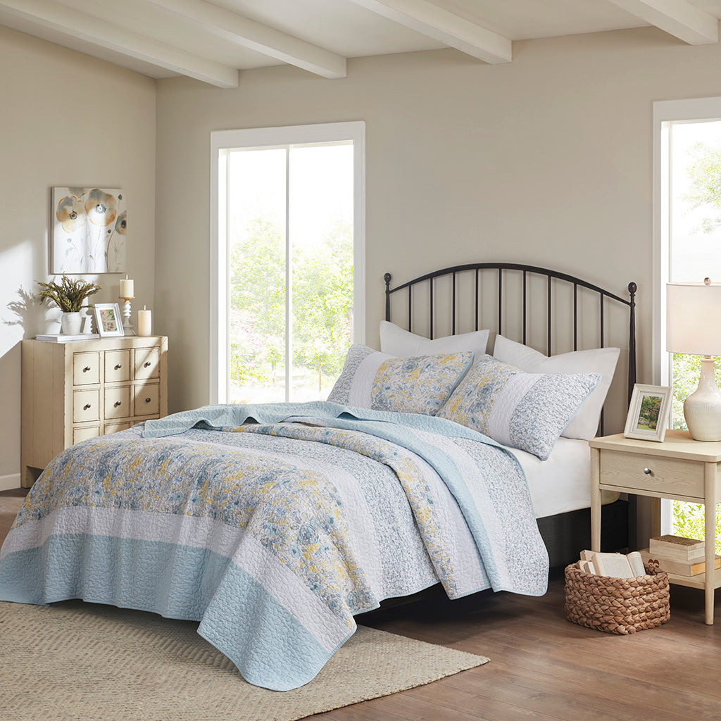 Violet 3 Piece Cotton Quilt Set