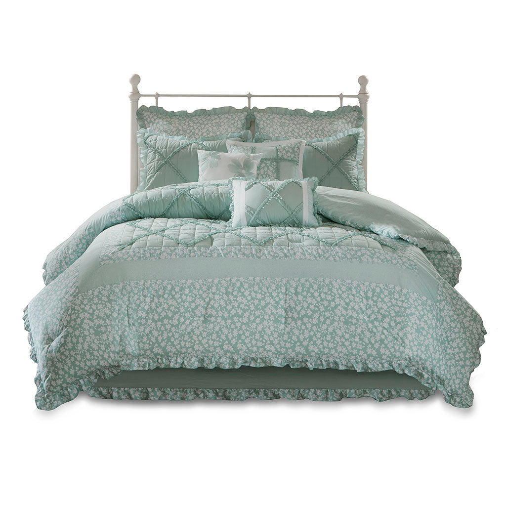 Mindy 9 Piece Cotton Percale Comforter Set