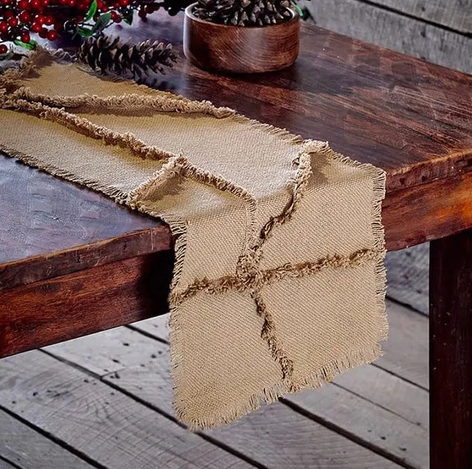 Burlap Natural Reverse Seam Table Runner 13X36