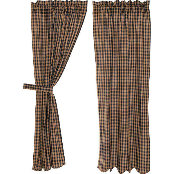 Navy Check Scalloped Short Panel Set