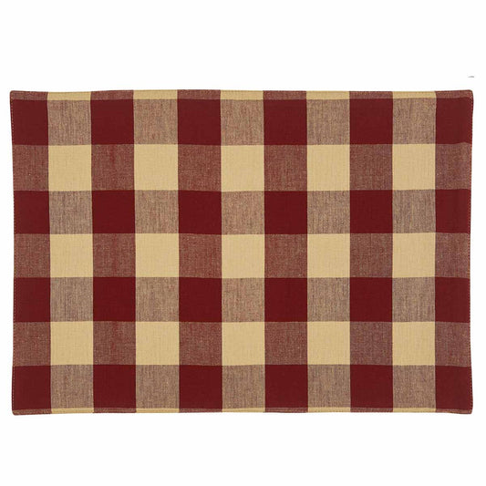 Wicklow Check Backed Placemat Set-Garnet