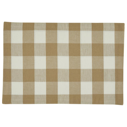 Wicklow Check Backed Placemat Set-Natural