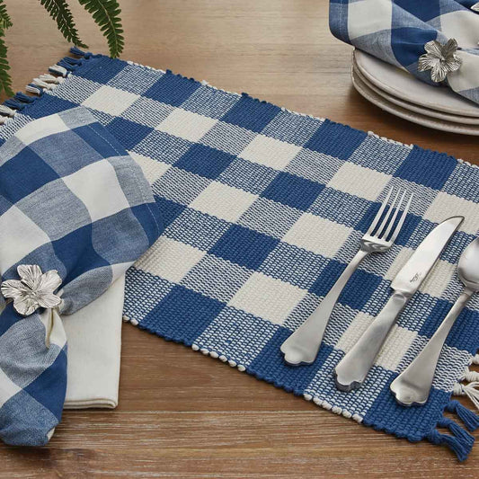 Wicklow Check China Blue Yarn Placemat Set