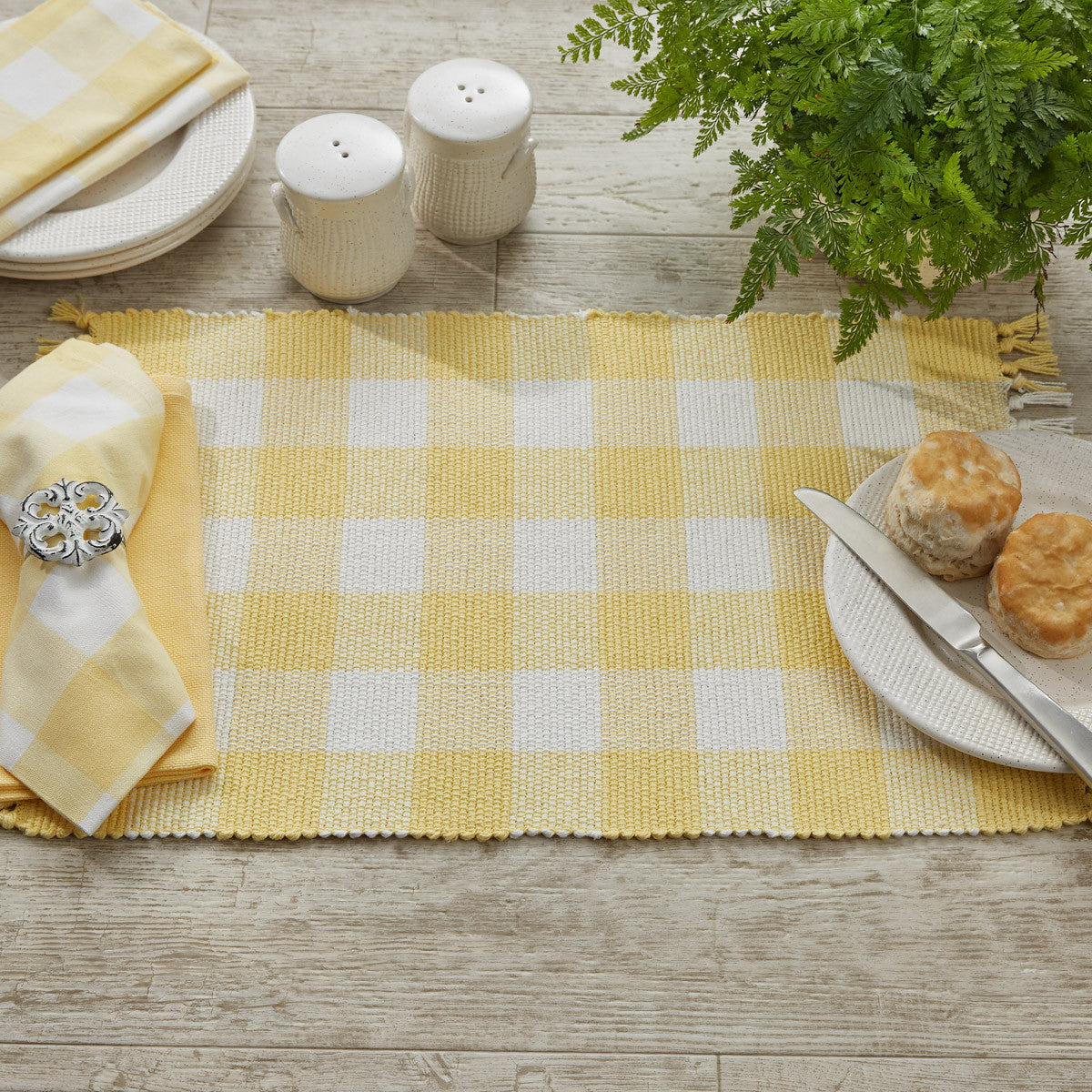 Wicklow Check Yarn Placemat Set-Yellow