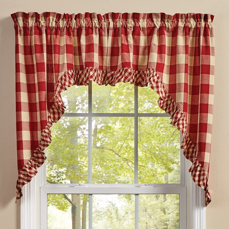 Patchwork Swags Wicklow Check Ruffled Swags Garnet – Patch Creek
