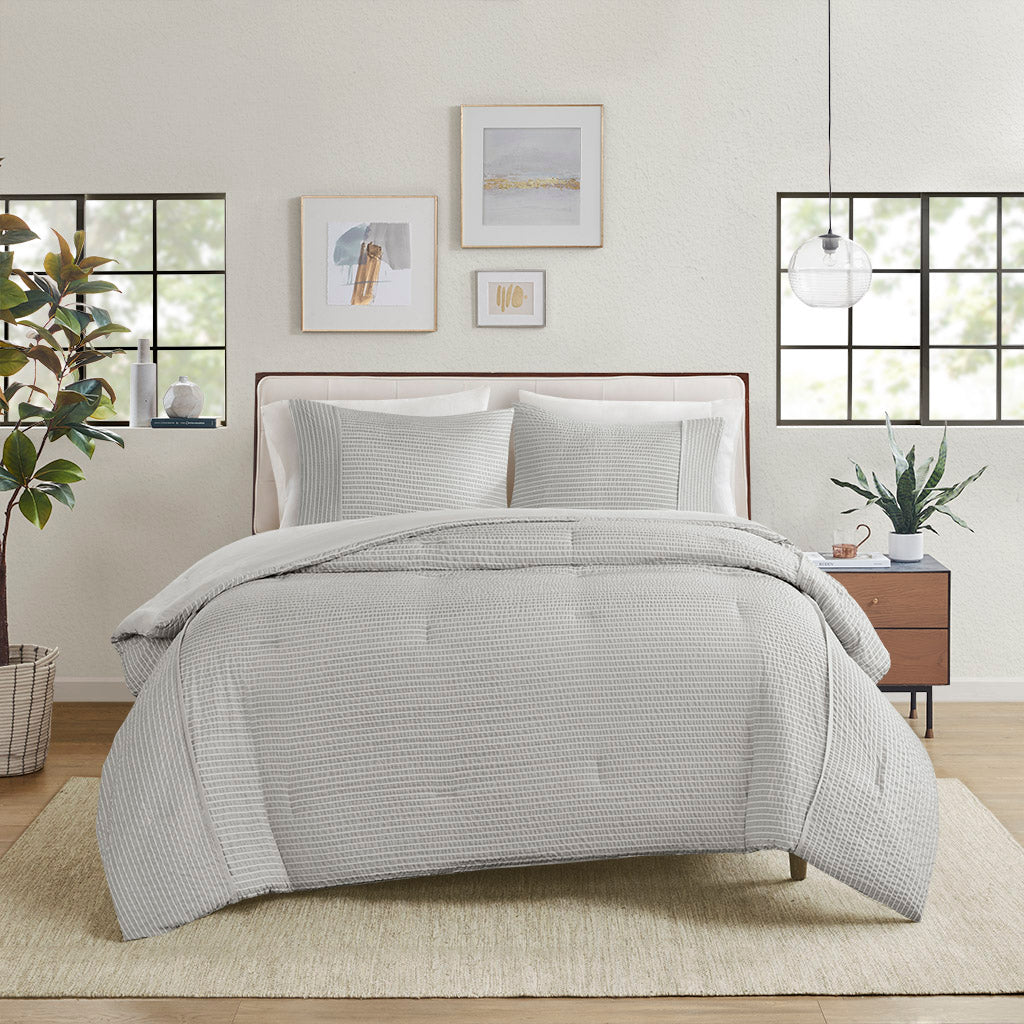 Apollo 3 Piece Striped Seersucker Oversized Comforter Set