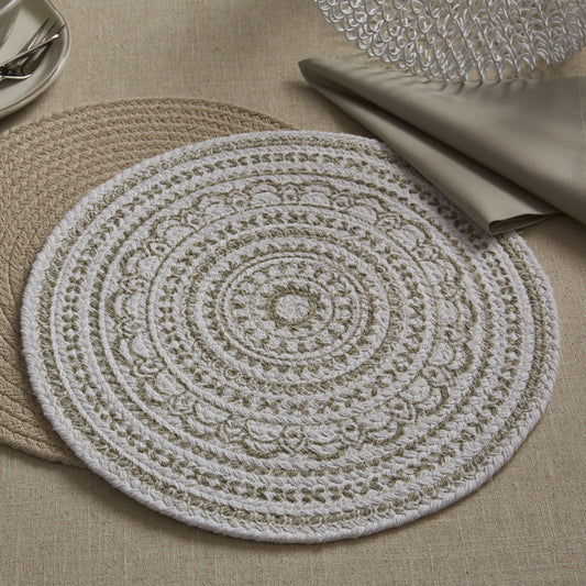 Zuri Medallion Printed Round Placemat Set-Mushroom