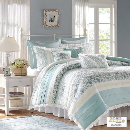 Dawn 9 Piece Cotton Percale Duvet Cover Set