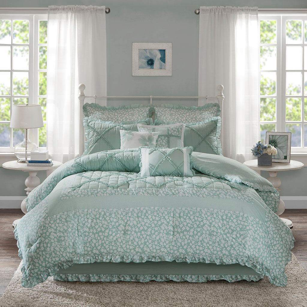 Mindy 9 Piece Cotton Percale Comforter Set