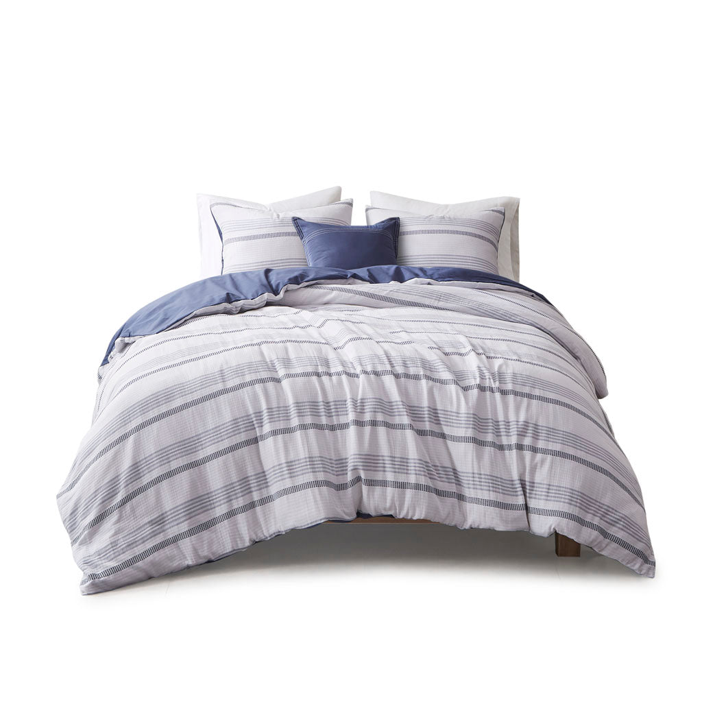 Oakley 5 Piece Striped Organic Cotton Yarn Dyed Comforter Cover Set w/removable insert