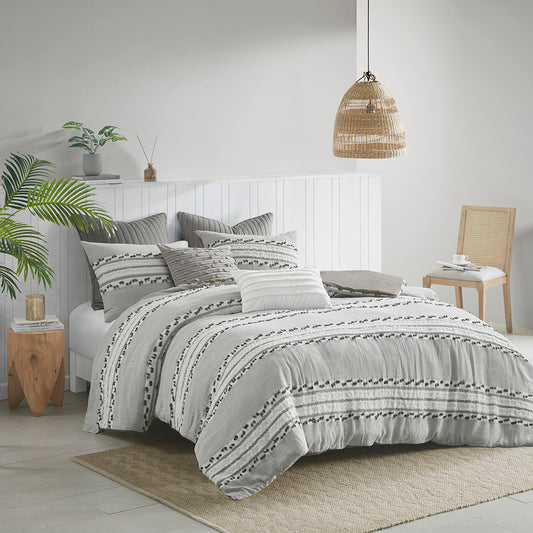 Lennon 3 Piece Organic Cotton Jacquard Comforter Set